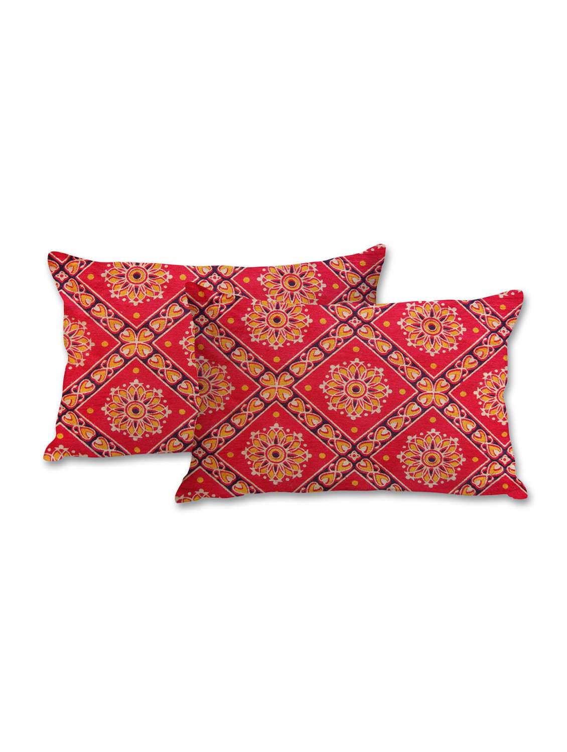 red tribal block art print pillow cover