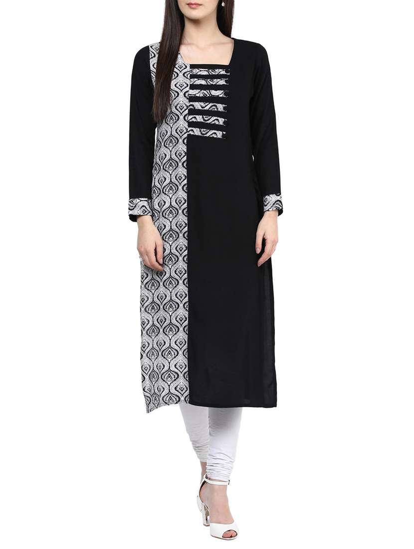 black rayon straight kurta