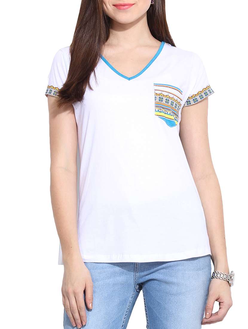 white & blue cotton tshirt