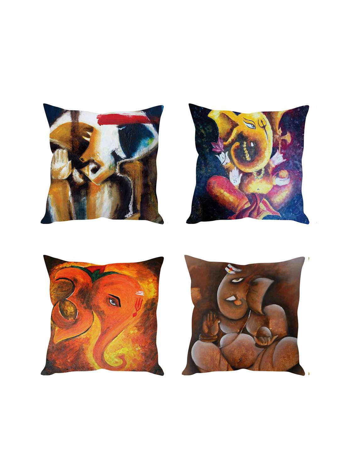 multicolor digitally printed set of 4 cushion covers
