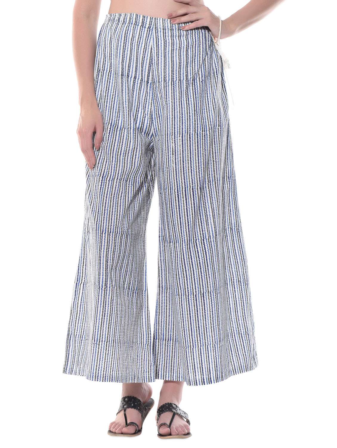 Multicoloured printed cotton palazzos