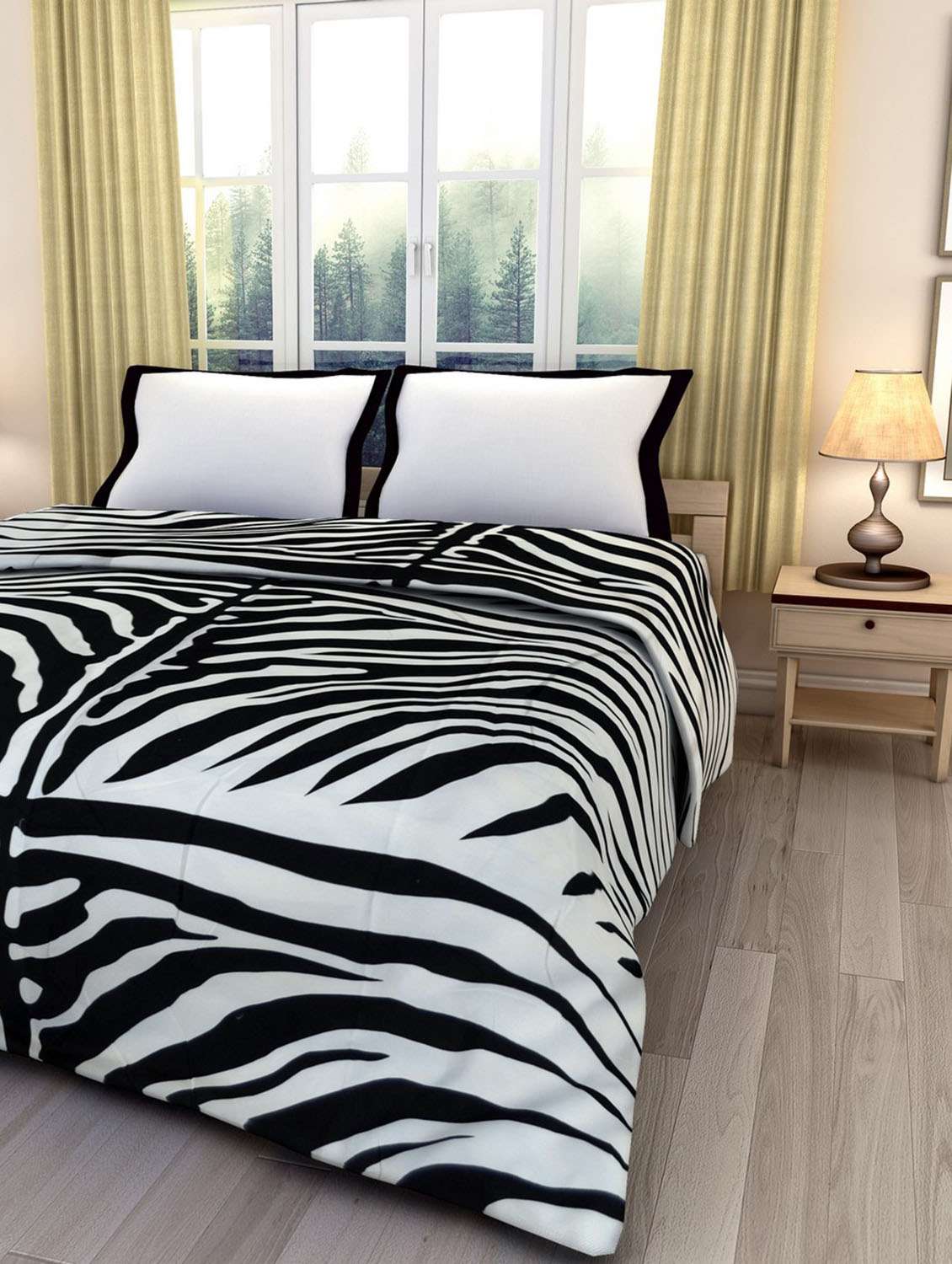 ecraftindia zebra print  single bed reversible ac blanket (dohar)