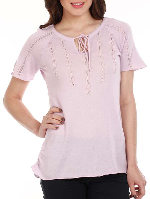 lilac neck tie-up cotton top