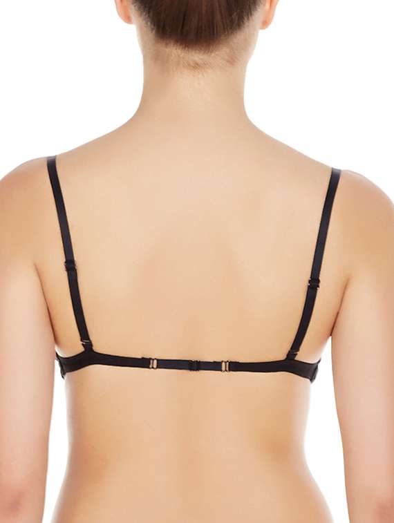 black cotton front open bra - 10524137 - Standard Image - 2