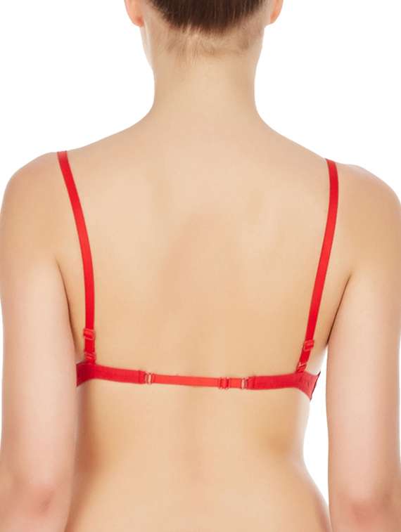 red cotton front open bra - 10524139 - Standard Image - 2