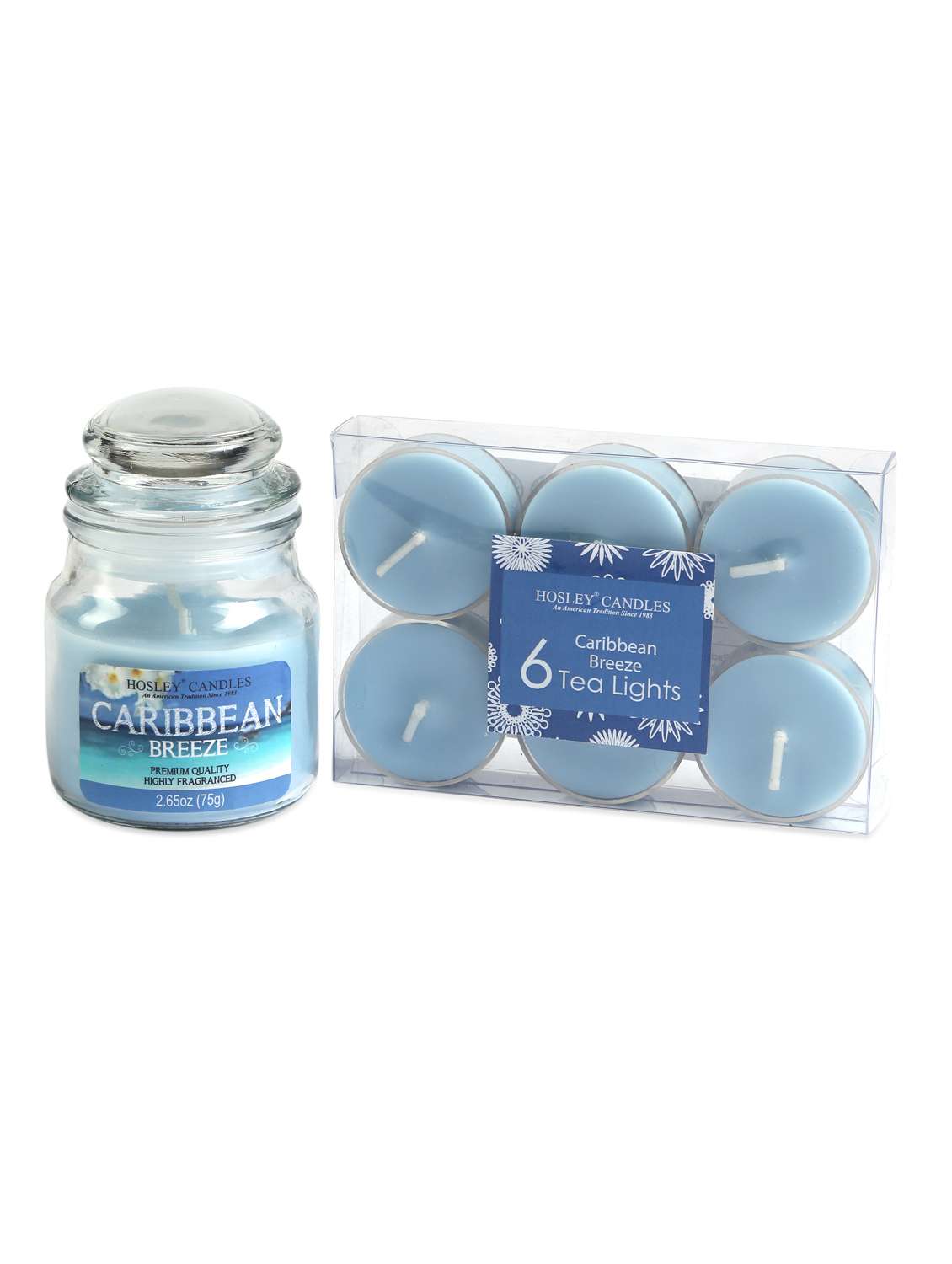 caribbean breeze scented jar candle & tealights set