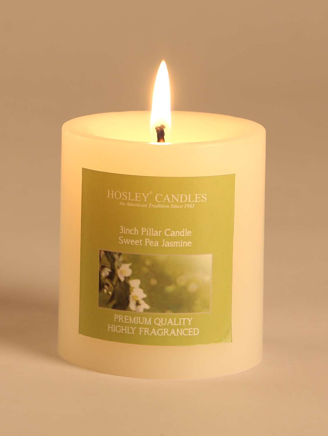 sweet pea jasmine scented pillar candle