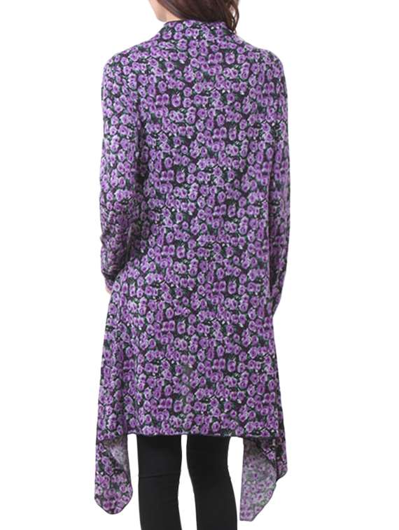 purple floral asymmetrical tunic - 10526130 -  Standard Image - 2