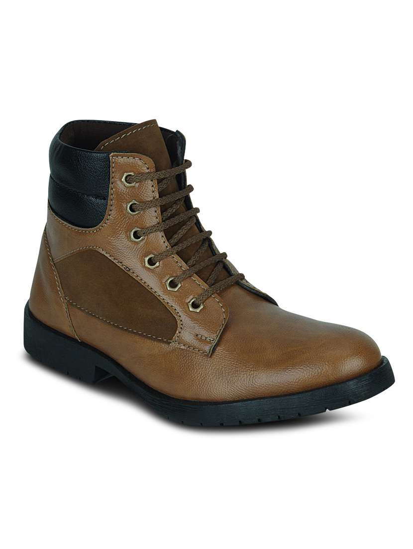 tan synthetic high ankle boots