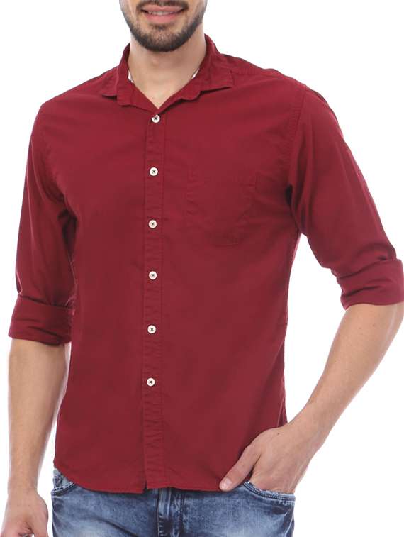 skie studio red dark slim fit shirts
