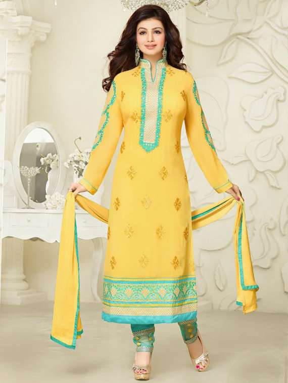 multi colored georgette semistitched suit