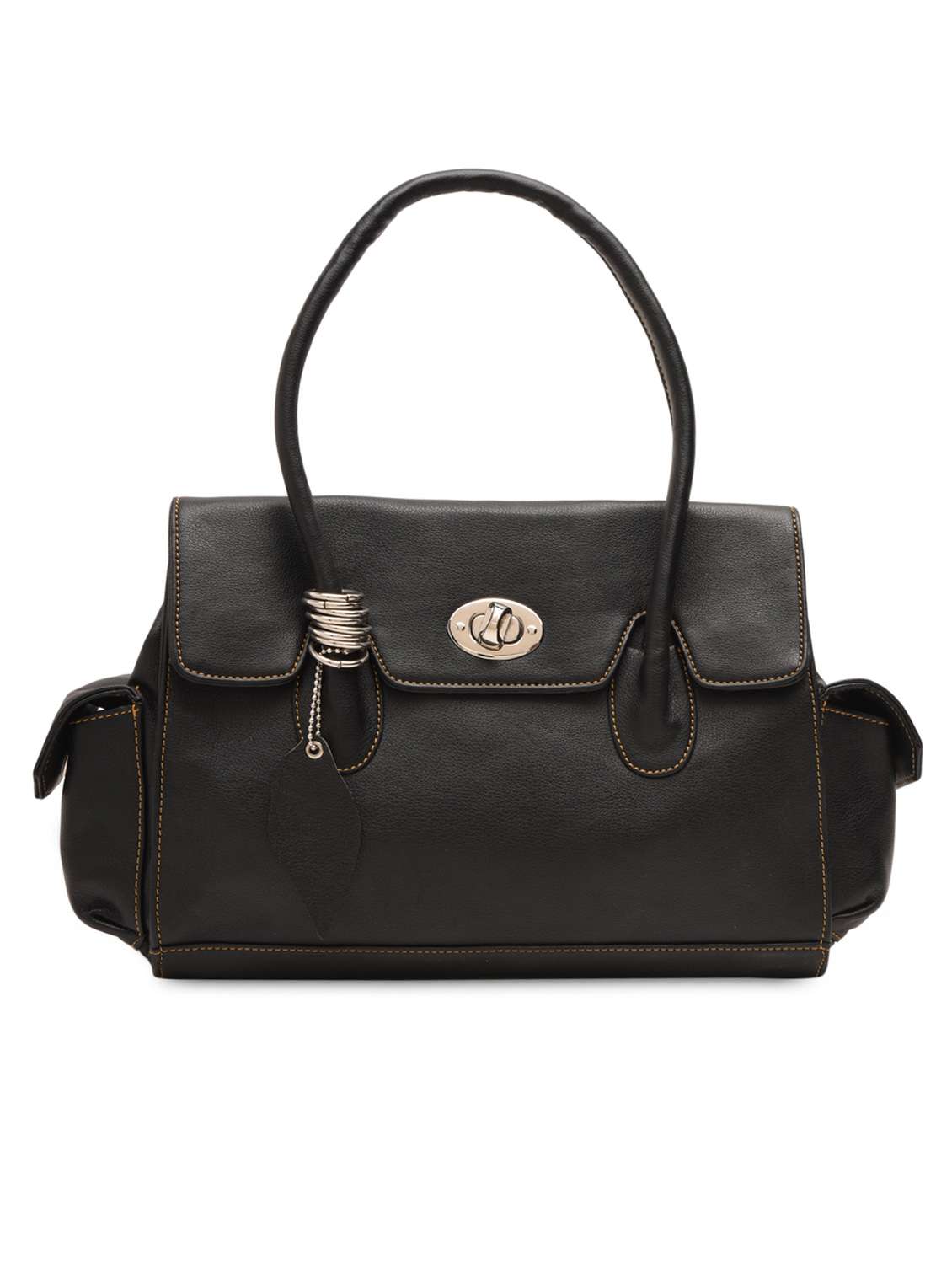 black Faux Leather  handbag