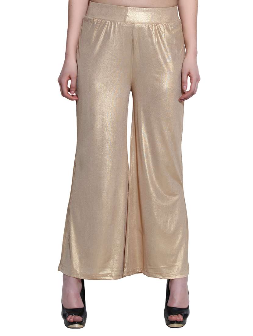 gold polyester palazzos