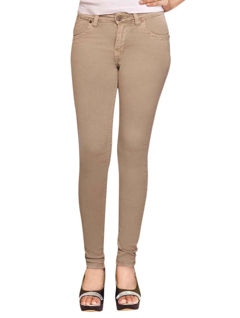 adbucks beige stretchable denim jeans