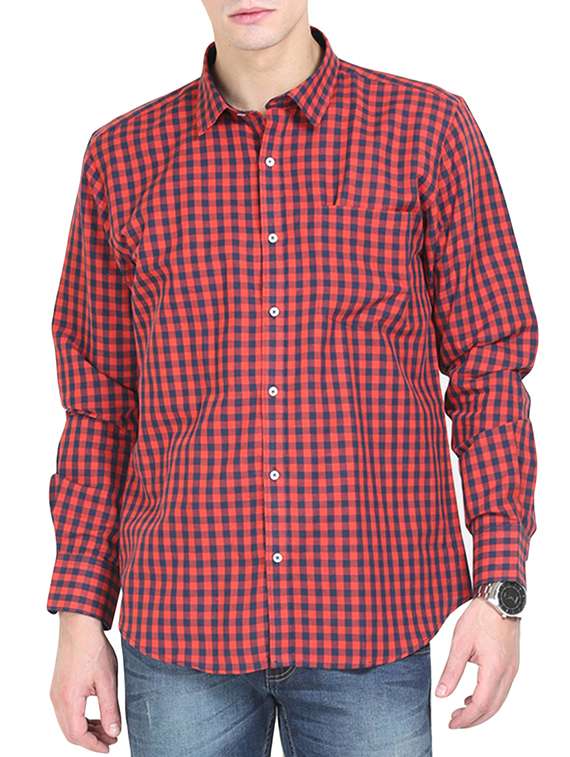 red cotton casual shirt
