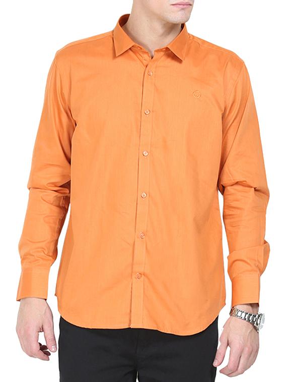 orange cotton casual shirt