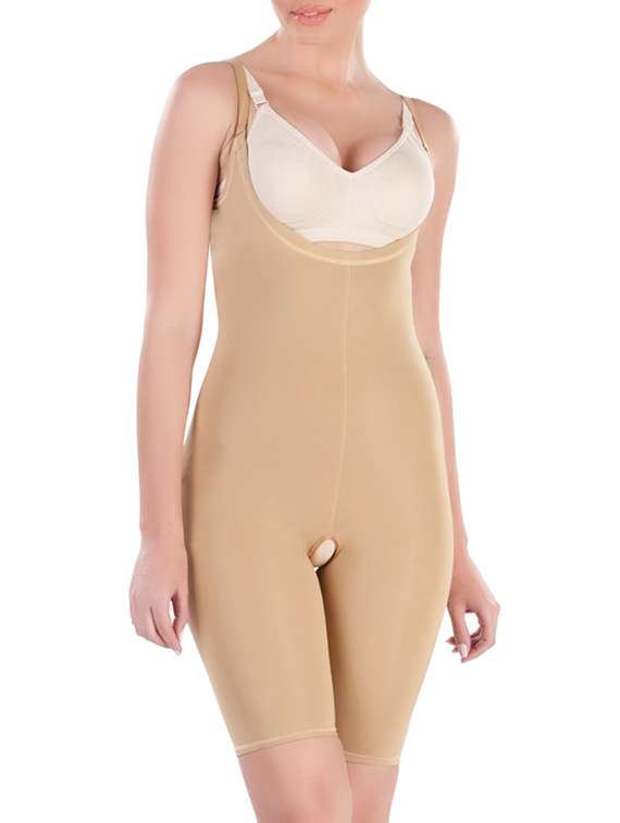 beige polyester fat burning shapewear