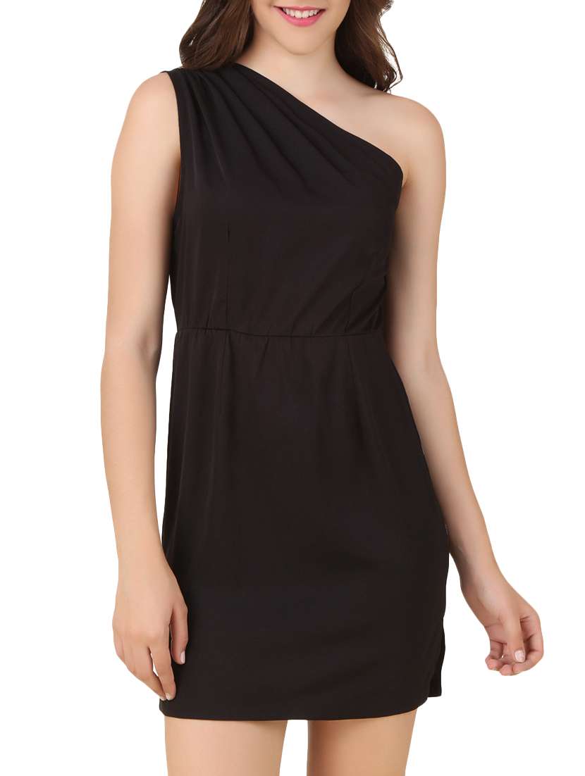 black crepe wrap dress