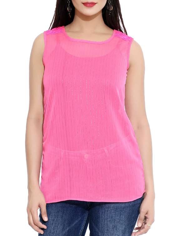 pink polyester regular top