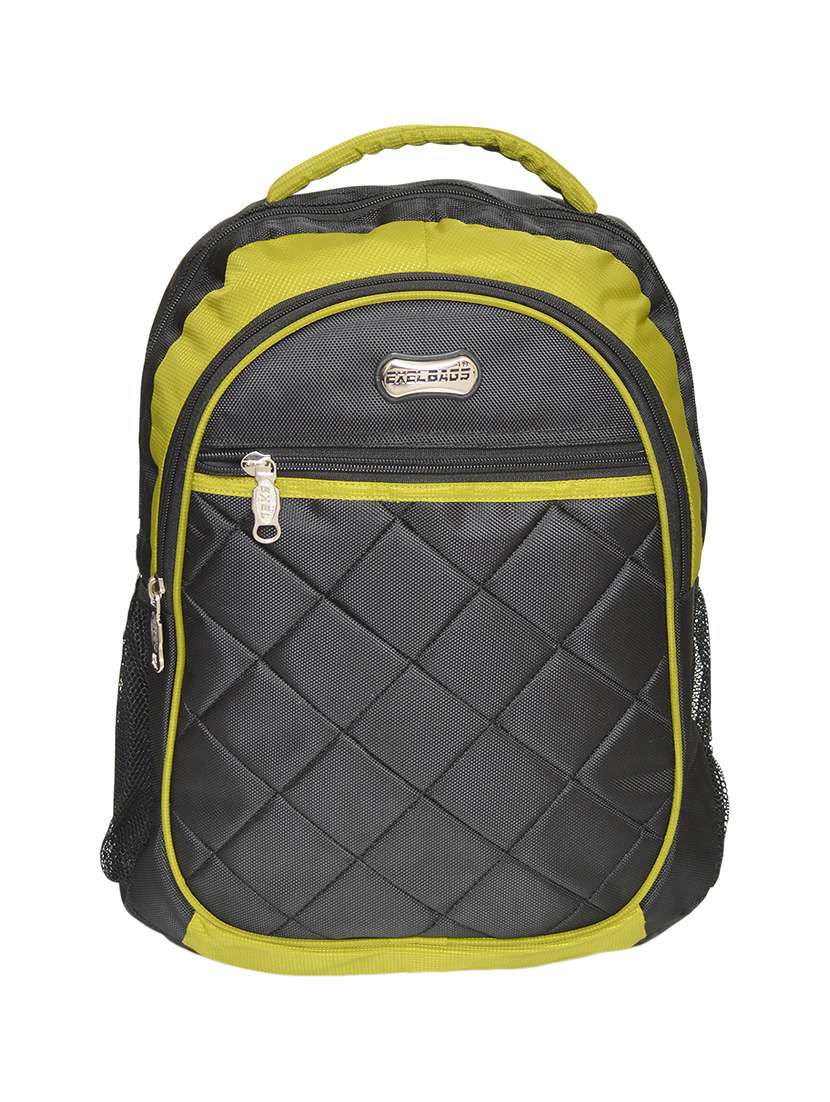 yellow,black polyester backpack