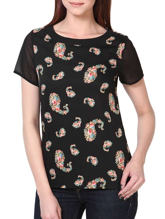 paisley print short sleeves top