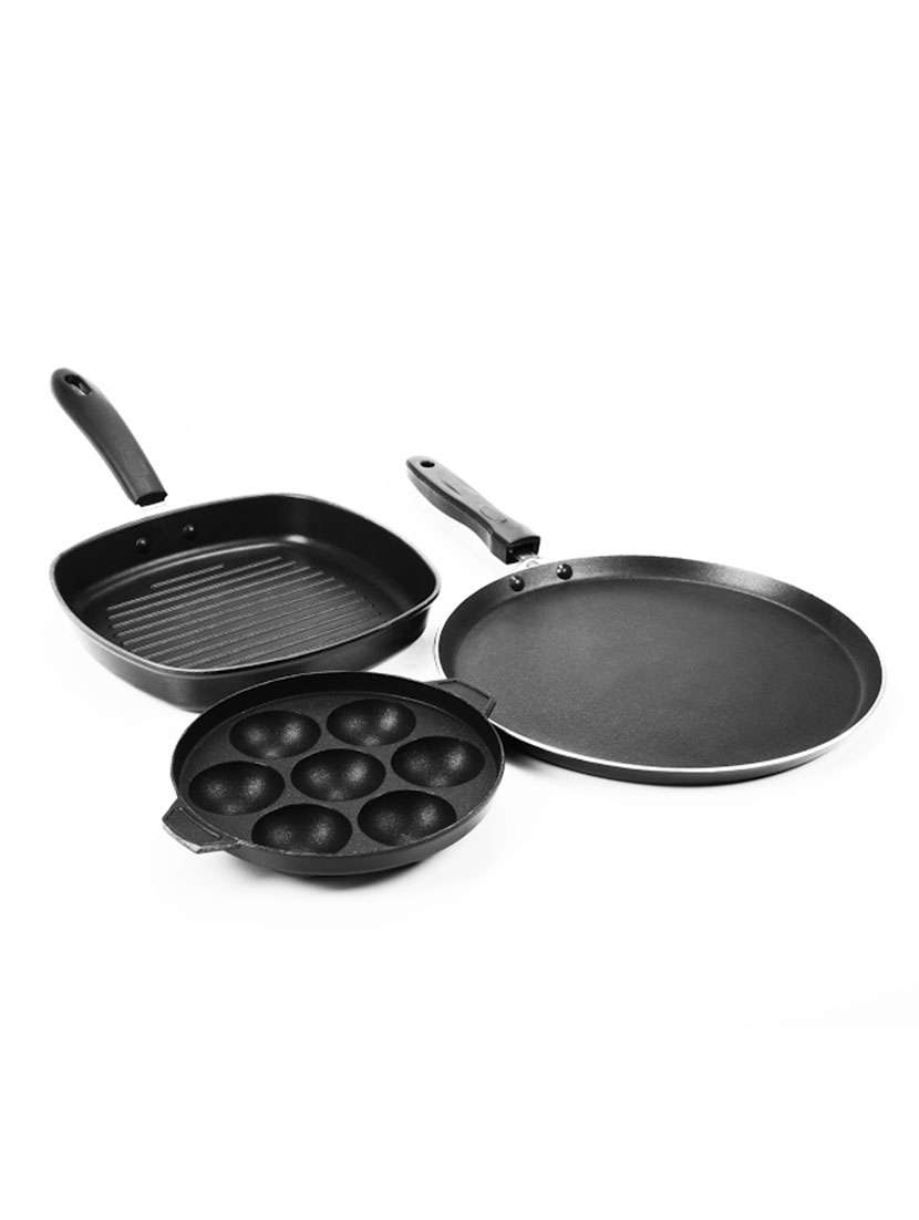 sumeet trinity nonstick supreme cookware set of three pieces