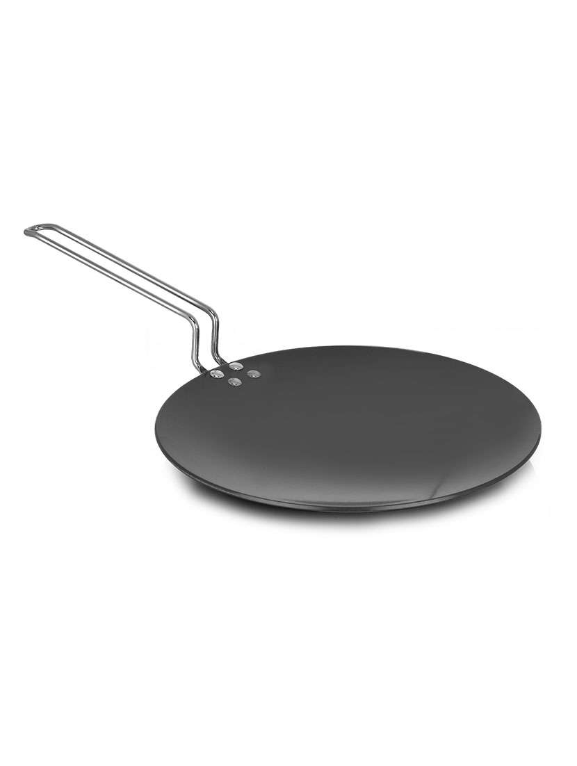 sumeet hard anodised concave tawa 12 inches with stainless steel handle