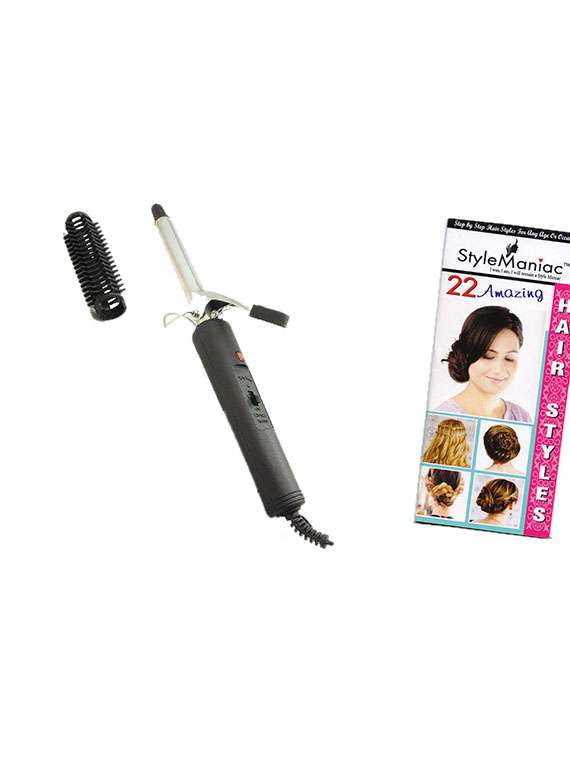 1 hair curling rod with brush:: 1 free hairstyle booklet