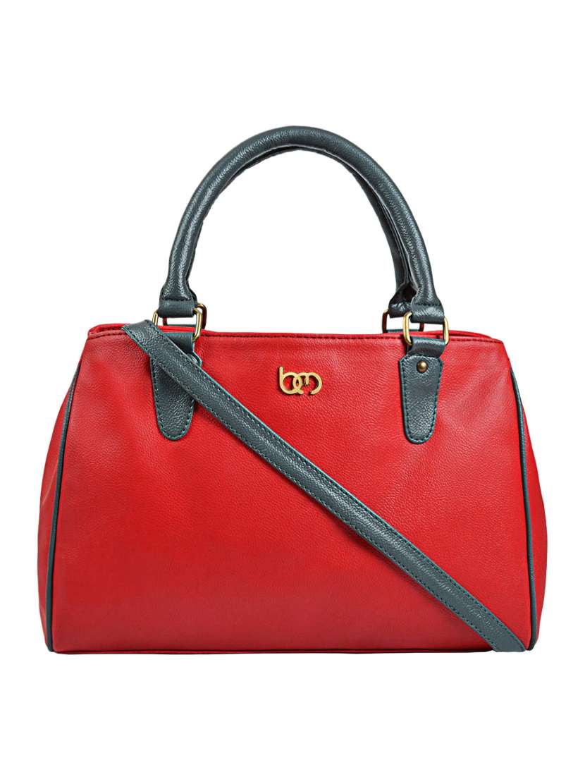 red leatherette handbag with sling