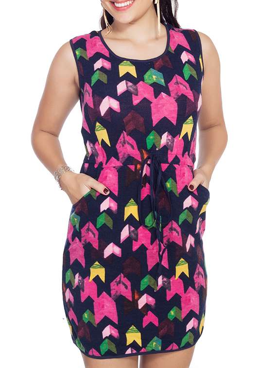 navy blue printed dress