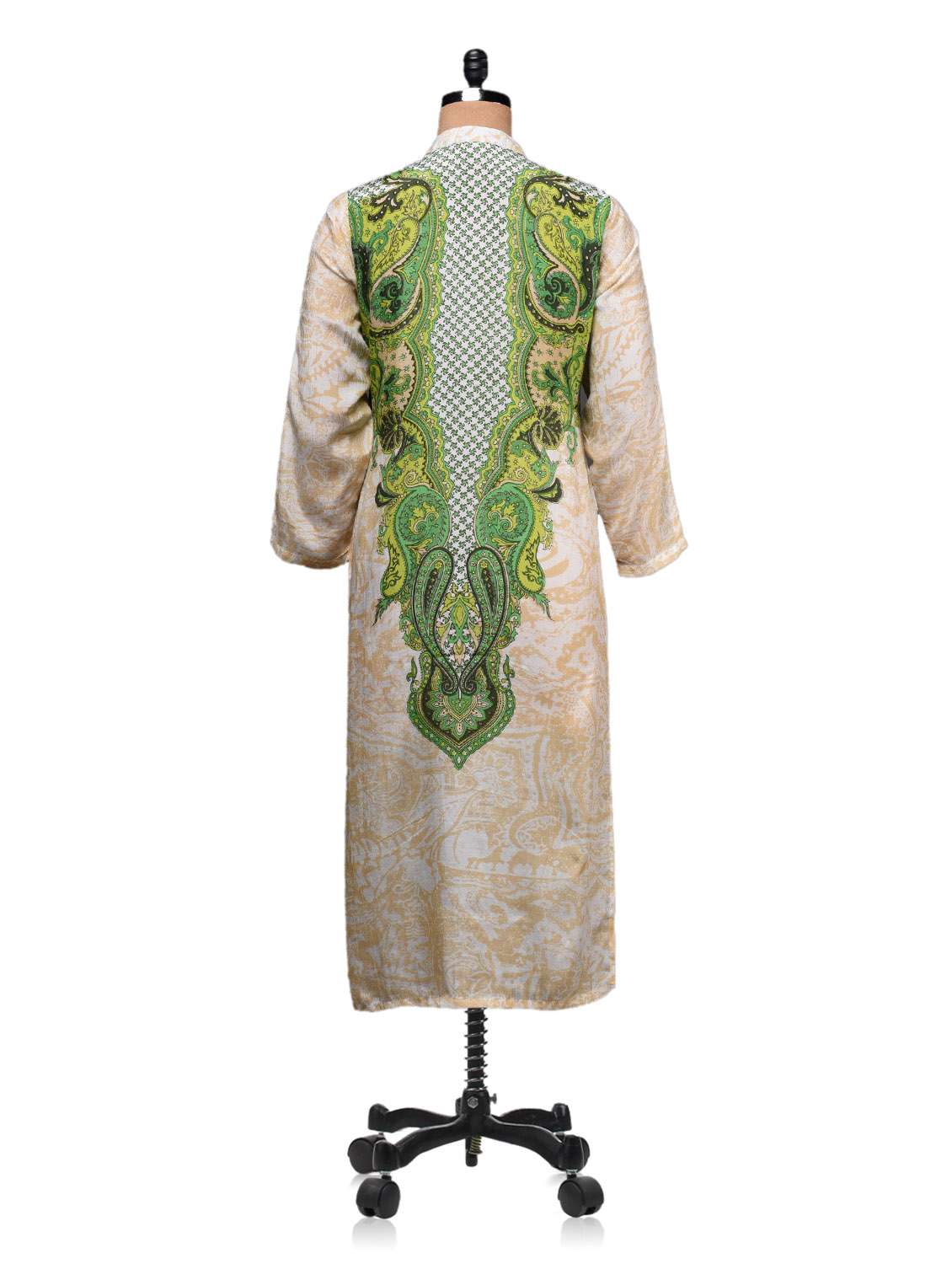 beige silk straight kurta - 1068089 - Standard Image - 2