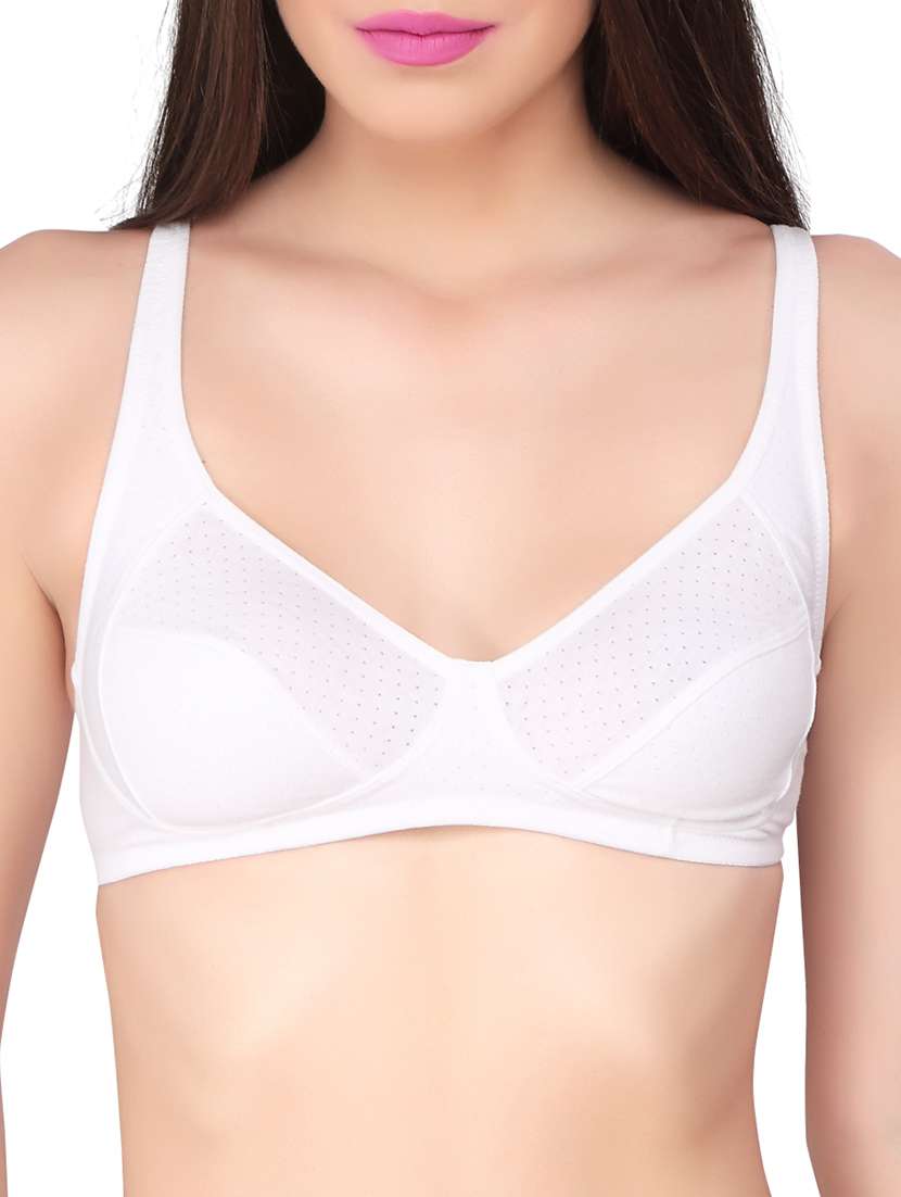 white cotton regular bra