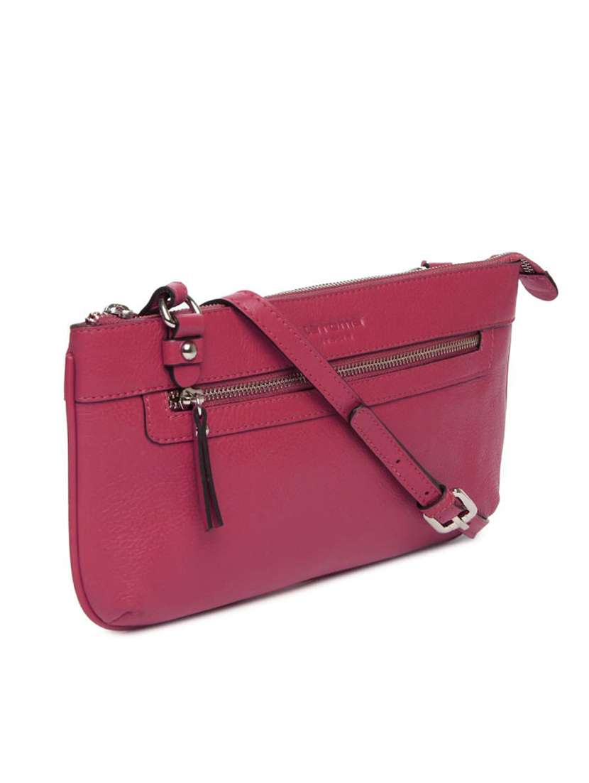 pink leather sling bag