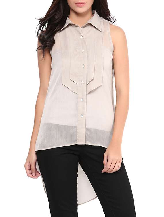 beige chiffon top