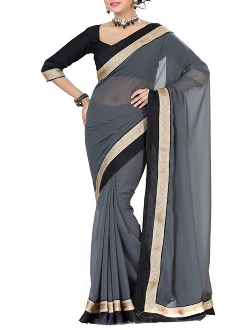 grey chiffon saree