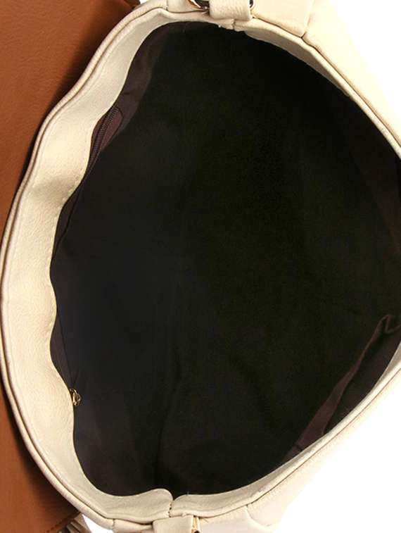 beige leatherette (pu) regular sling bag - 10721429 - Standard Image - 2