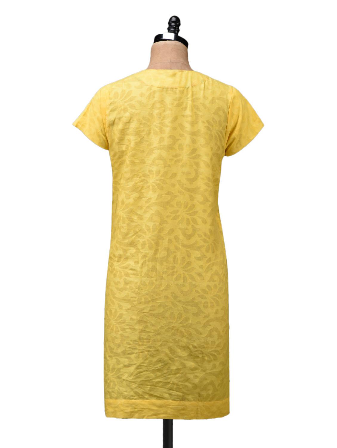 yellow plain solid cotton tunic - 1073606 - Standard Image - 2