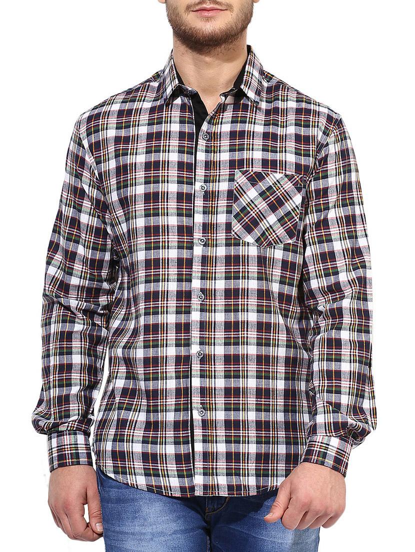 brown cotton checked casual shirt