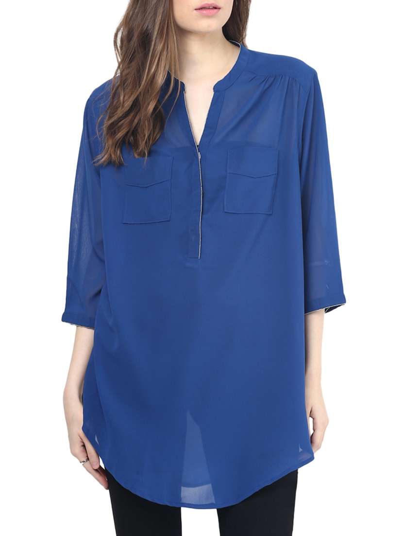 blue polyester top