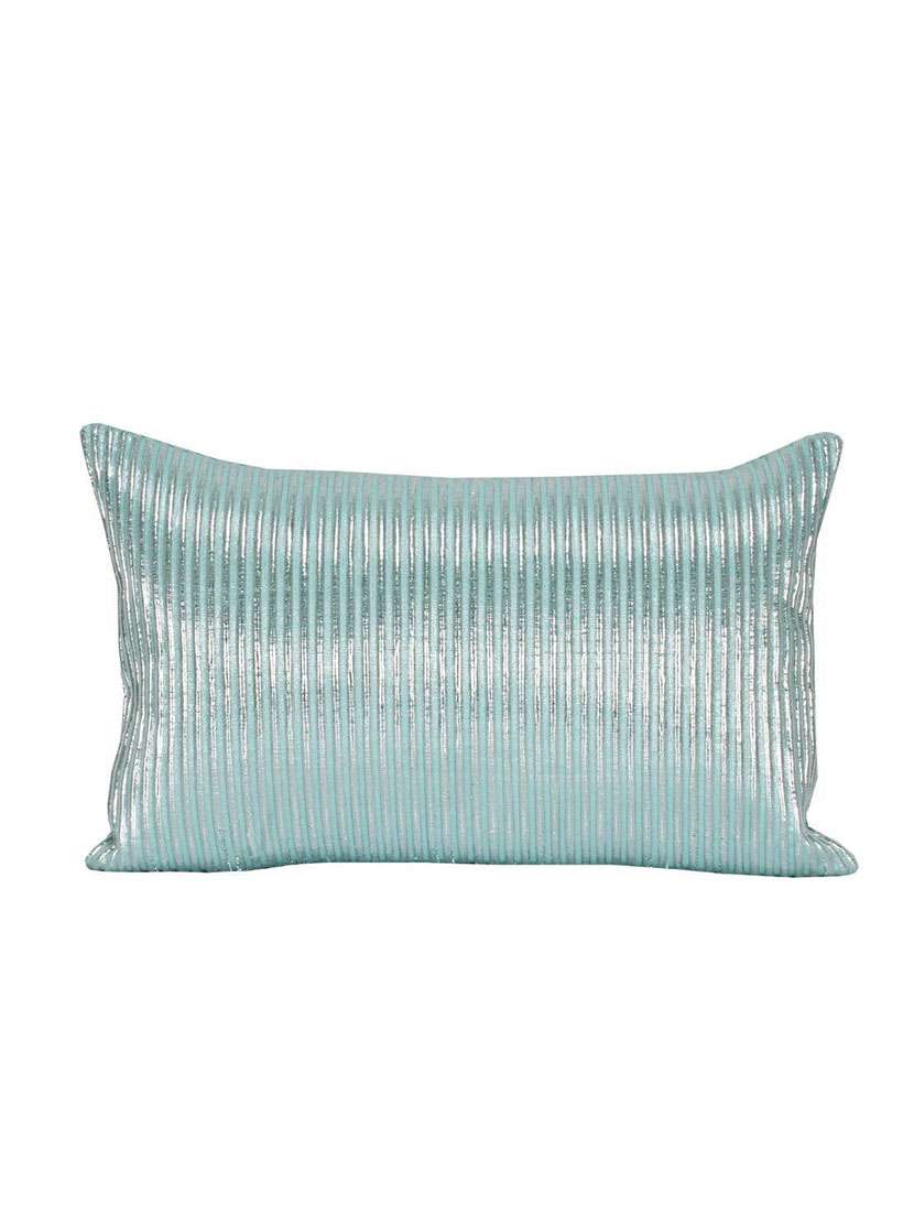 sanaa silver lurex cushion cover aqua