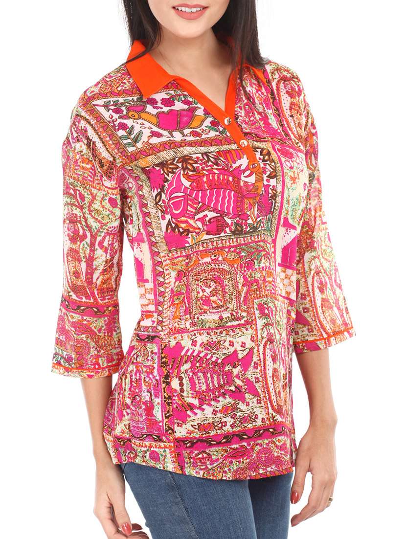 pink printed tunic
