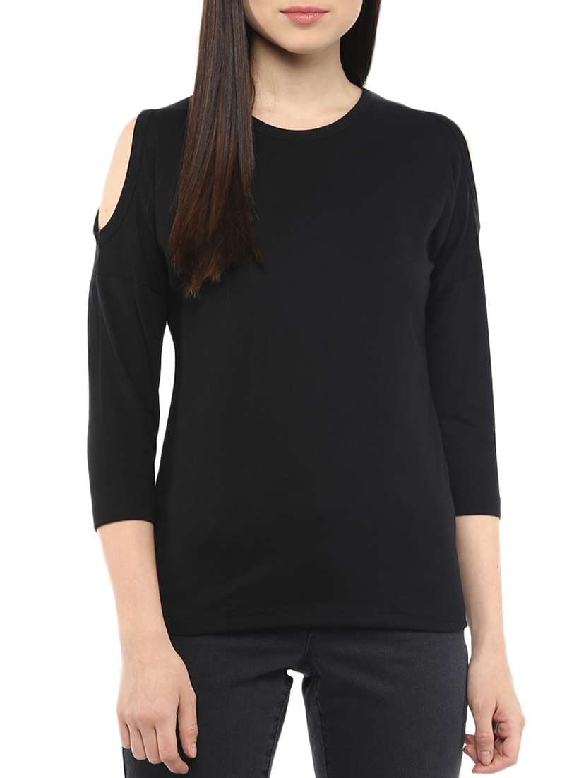 cold shoulder solid top 