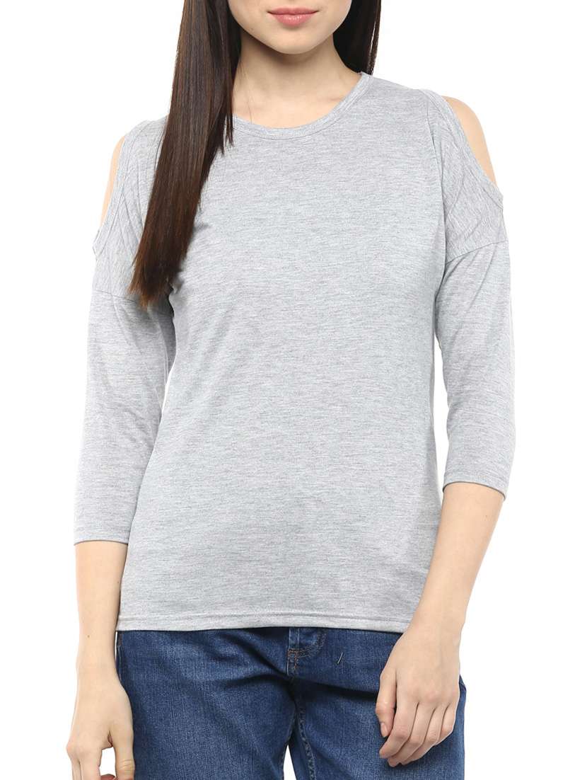 cold shoulder solid tee 