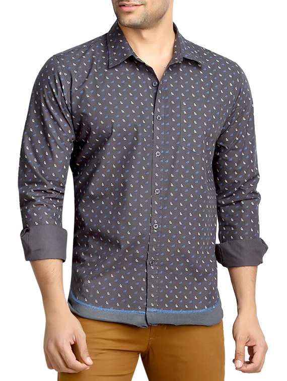 grey cotton casual shirt