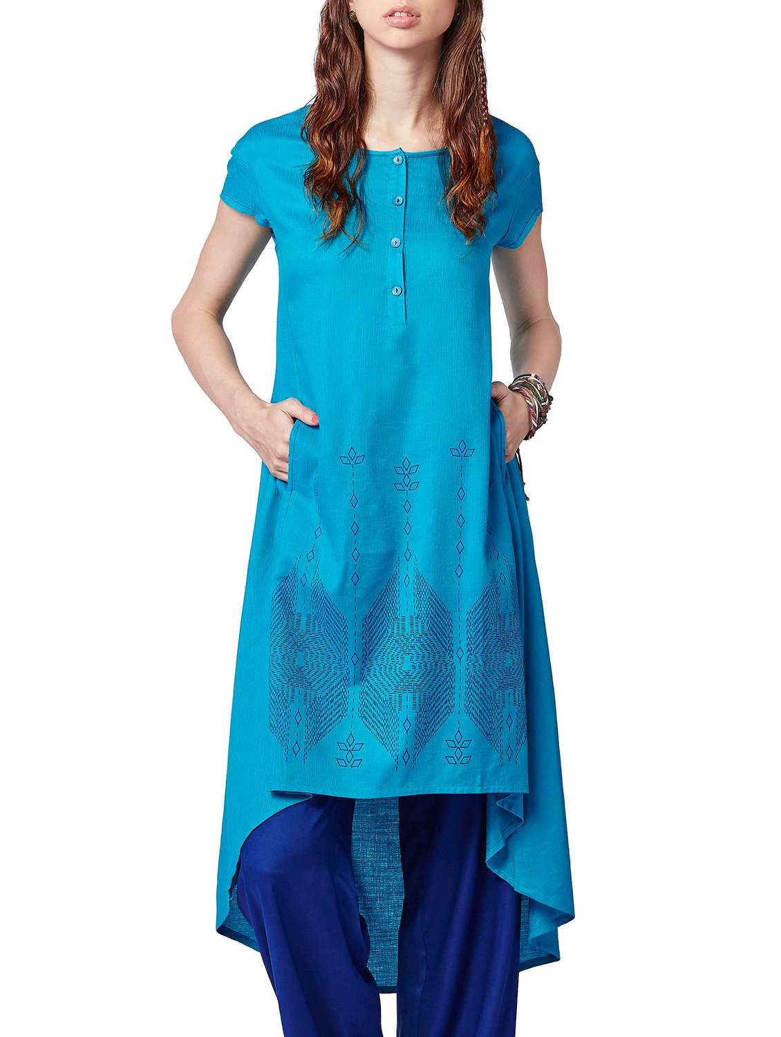 aqua cotton kurta