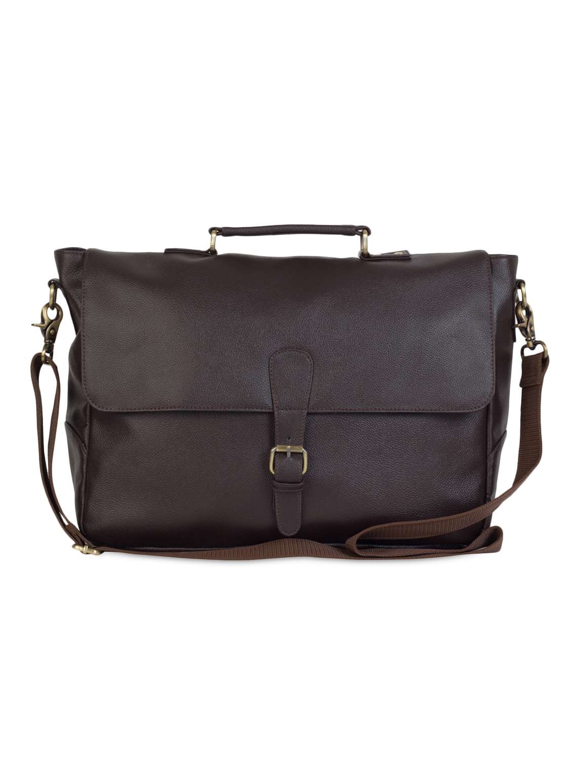 brown faux leather office bag