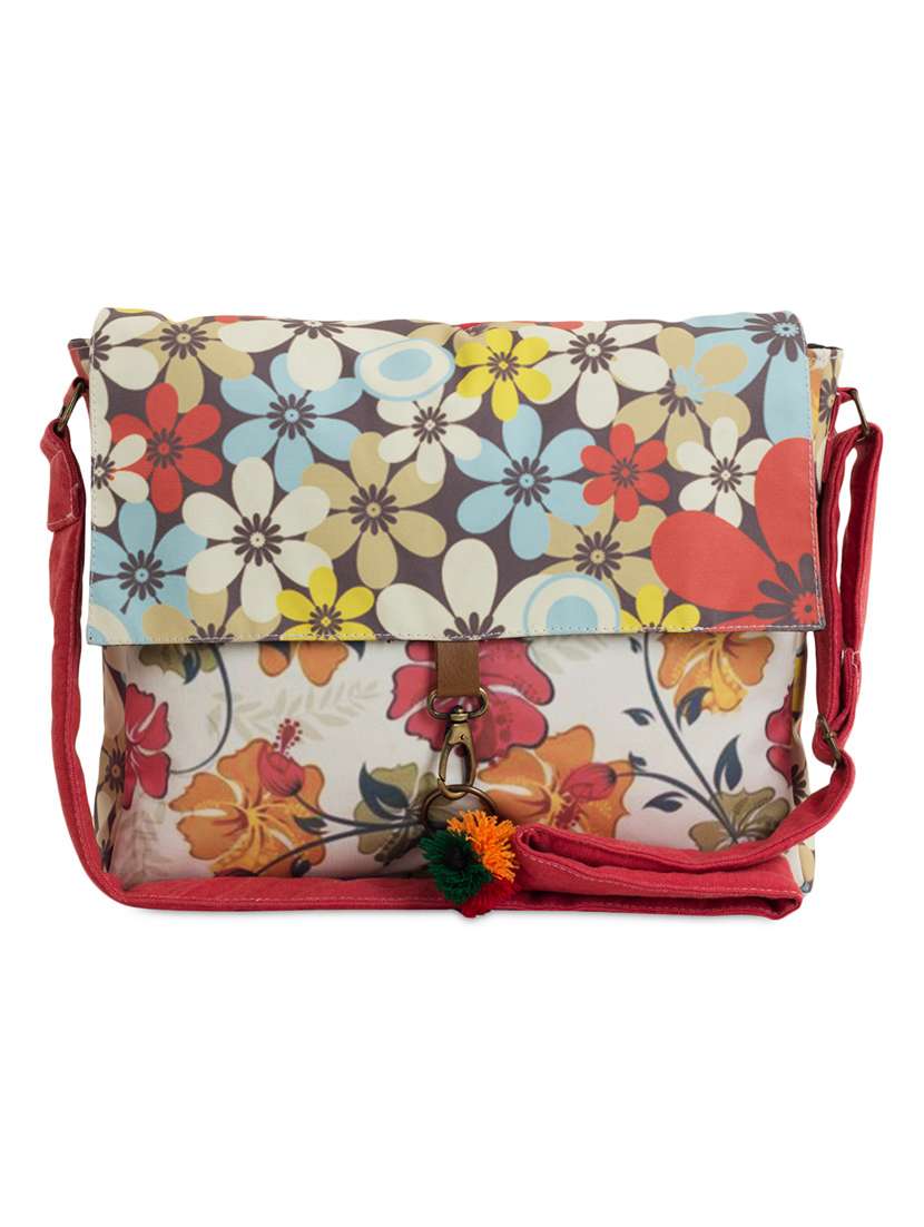 floral print canvas laptop bag