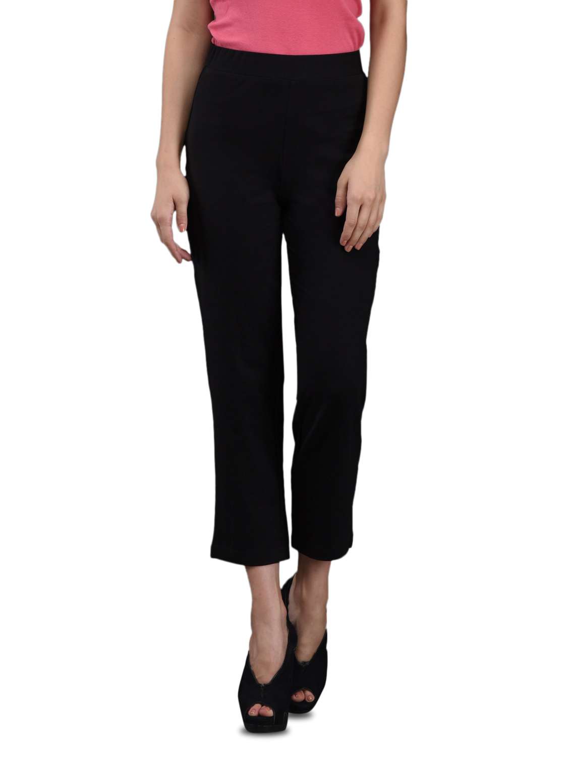 black cotton lycra knit lounge pants