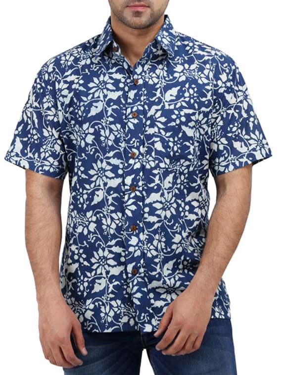 blue cotton casual shirt