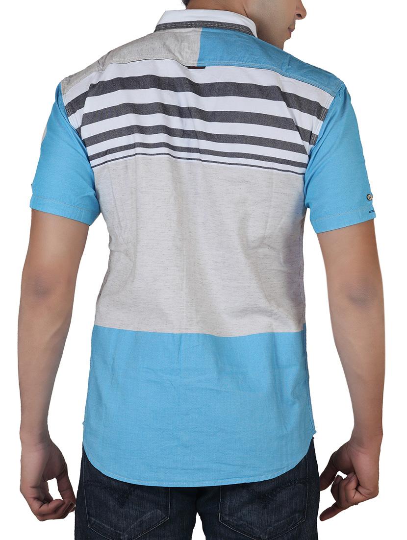 light blue, white, grey cotton casual shirt - 10819650 - Standard Image - 2